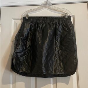 Black Quilted Pleather Skirt